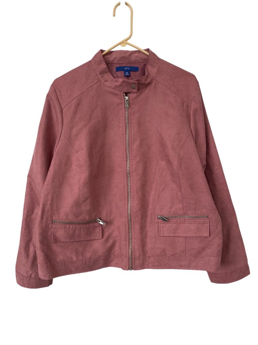 Apt. 9 Jacket XXL Zip Front Long Sleeve Lined Mauve Pink Utility Workwear NEW